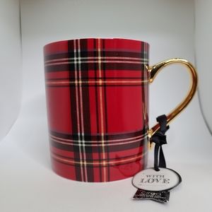 Buffalo plaid mug with gold handle
